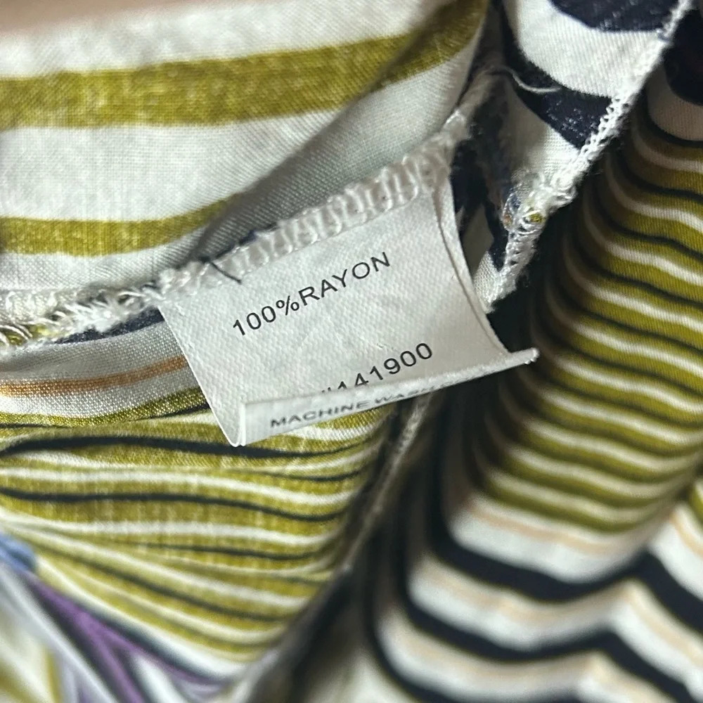 Velzera Boho Striped Tunic Top Small Ruffle Hem Tassel Tie - Picture 9 of 11